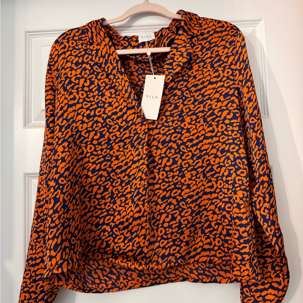 Orange and blue blouse